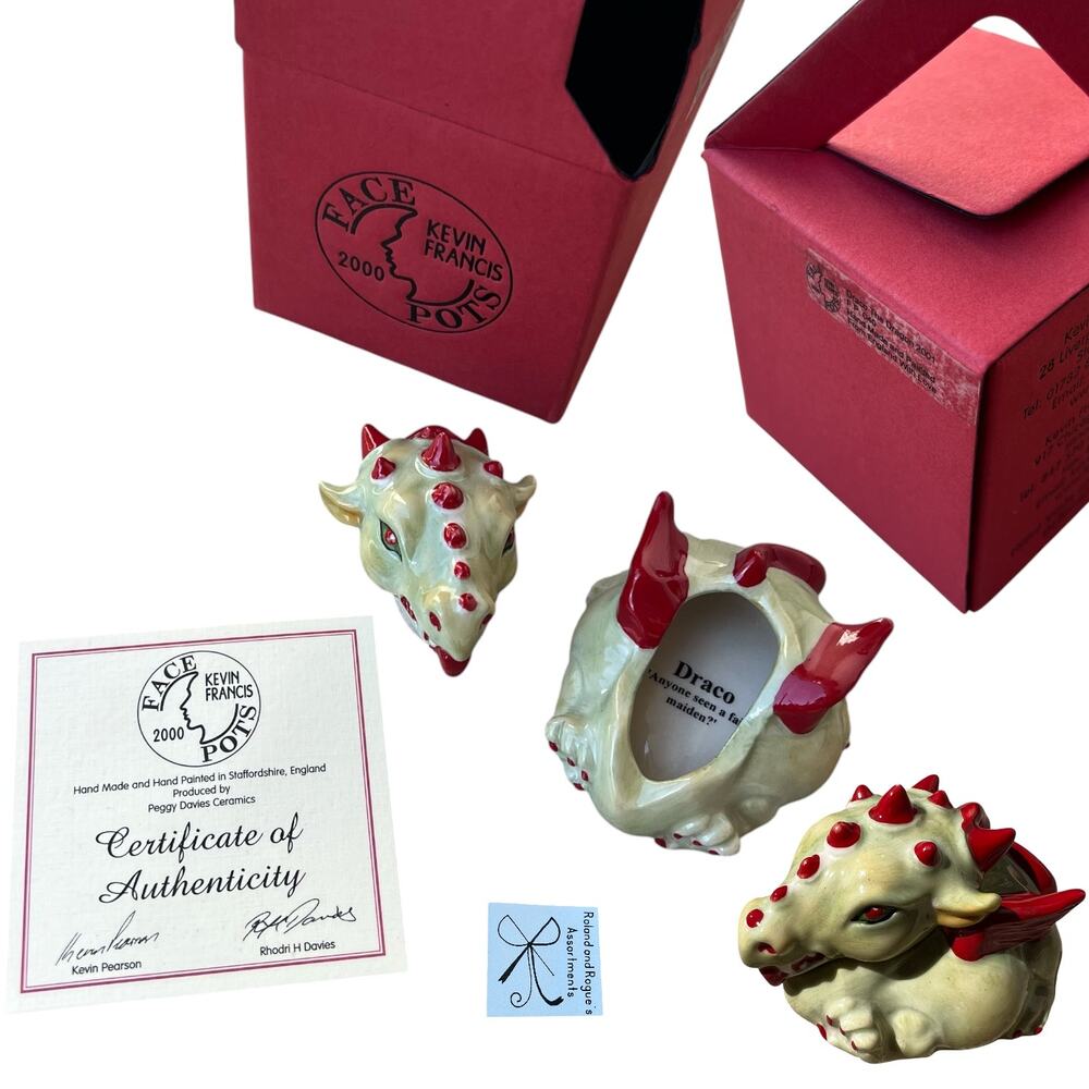 Kevin Francis Face Pot 2000 Draco the Dragon Trinket Box with Box